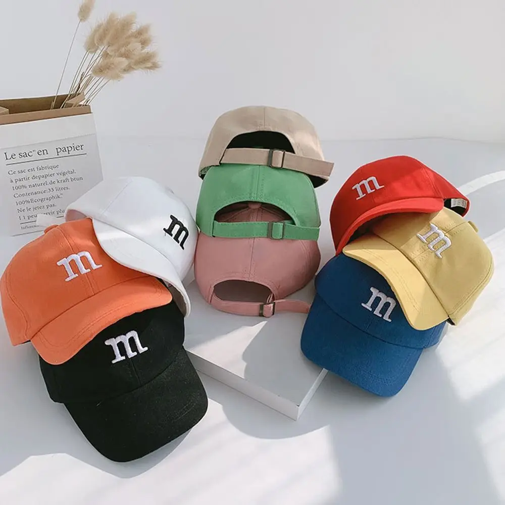 Children M Letter Embroidered Adjustable Baseball Caps Sunscreen Hat Hip Hop Hat Casual Cap