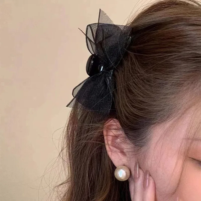

Bow Hair Jaw Clip Shark Style For Girls Korean Elegant Fairy Hair Accessory Lightweight Soft Comfortable