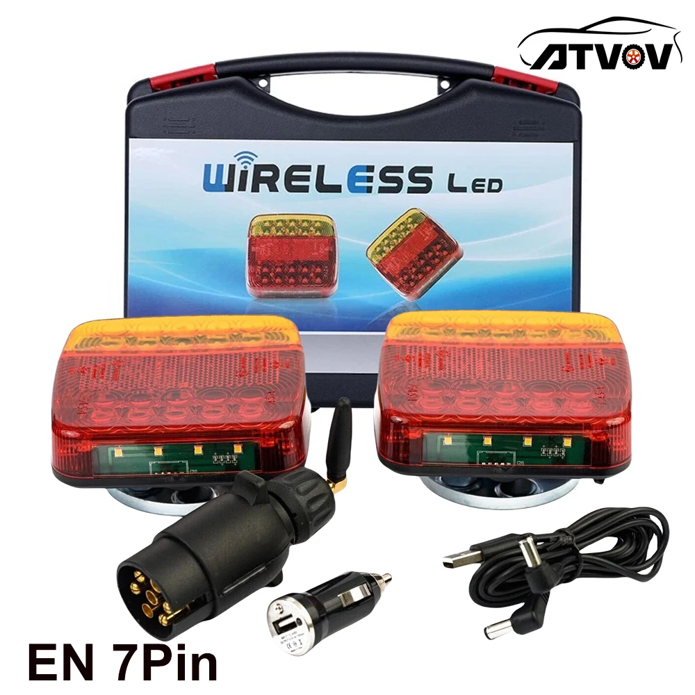 

ATVOV 12V 24V Wireless Magnetic LED Truck Tail Light Trailer Rear Light Signal Brake Light ECE EMC Approved Caravans Caravan RV