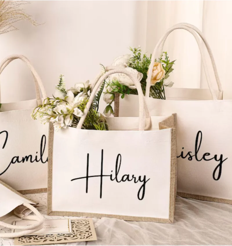 

Personalized Burlap Gift Bags, Custom Burlap Bag,Tote Gift Bags, Beach Bag Bachelorette, Bridesmaid Proposal Gift, Jute Tote Bag