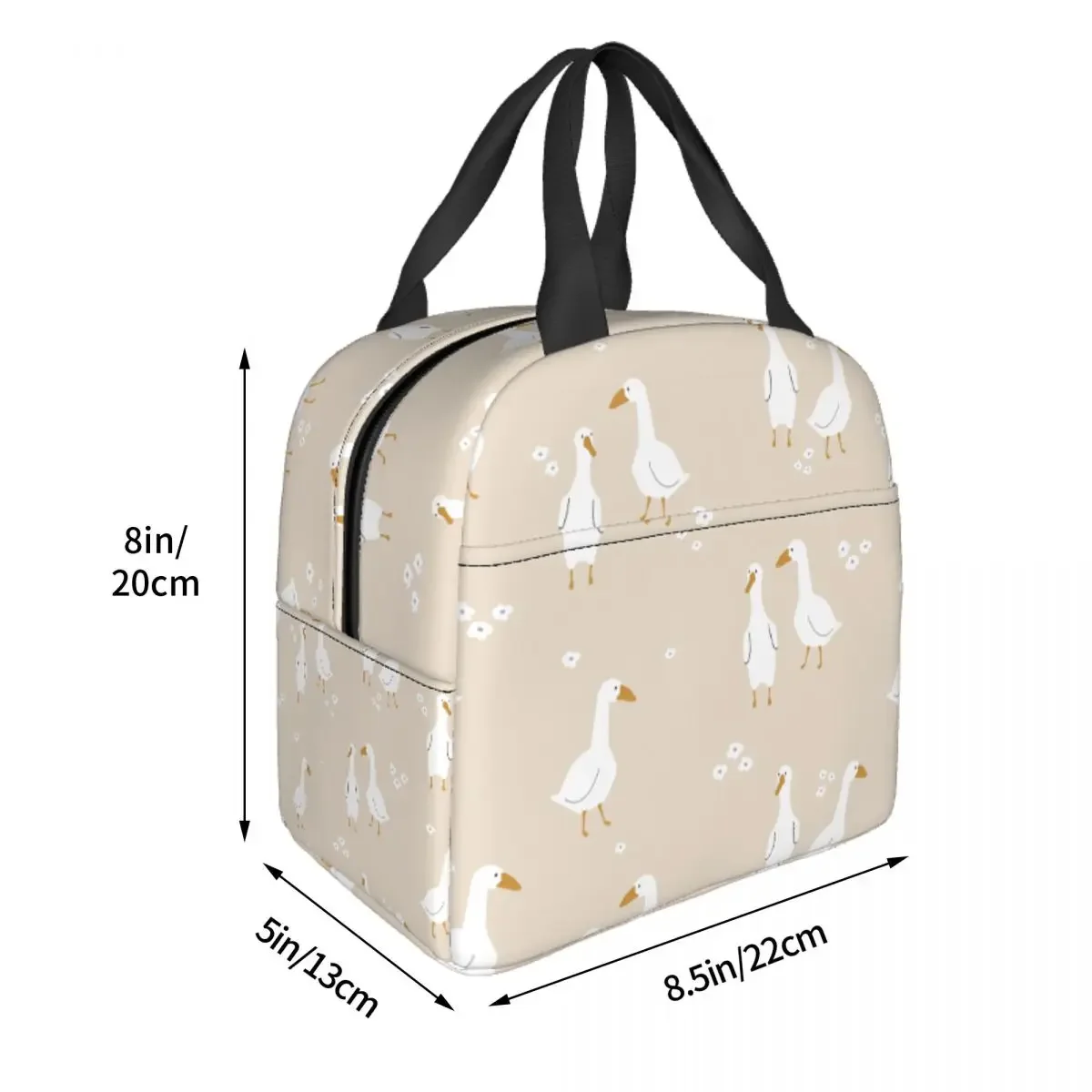 Lunch Bag for Men Women Cute White Gooses Thermal Cooler Bag Portable Picnic Travel Canvas Lunch Box Food Bag