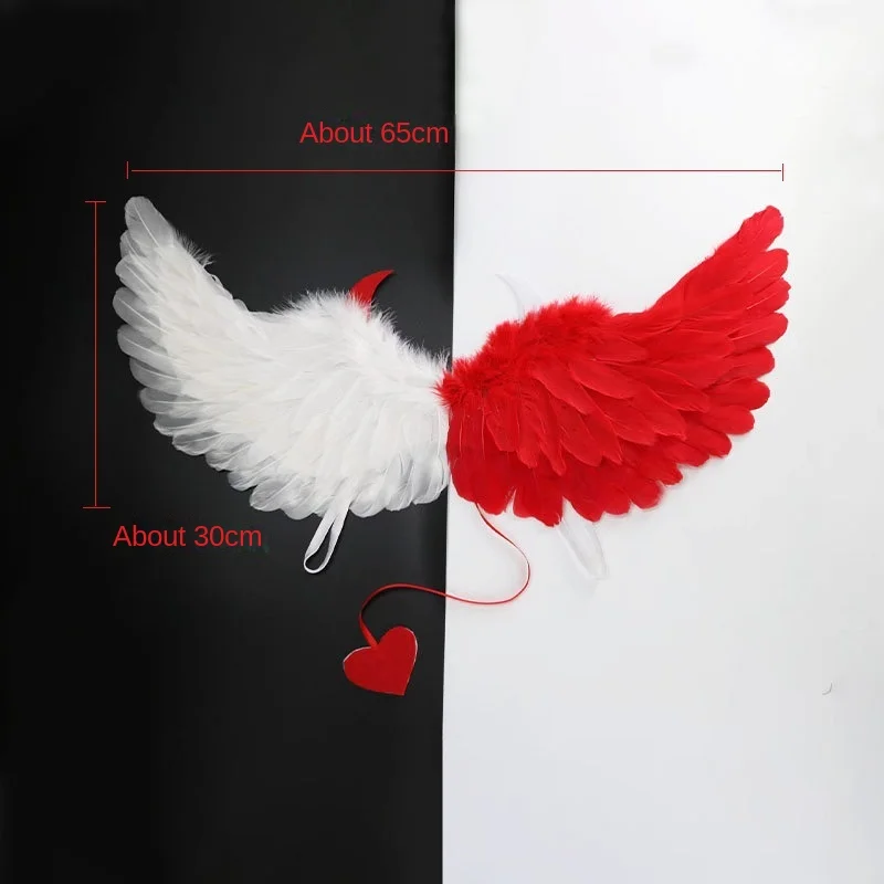 Double Colors Angel Devil Wing Feather Fairy Wings Heart  Masquerade Carnival Party Cosplay Costume Props Christmas