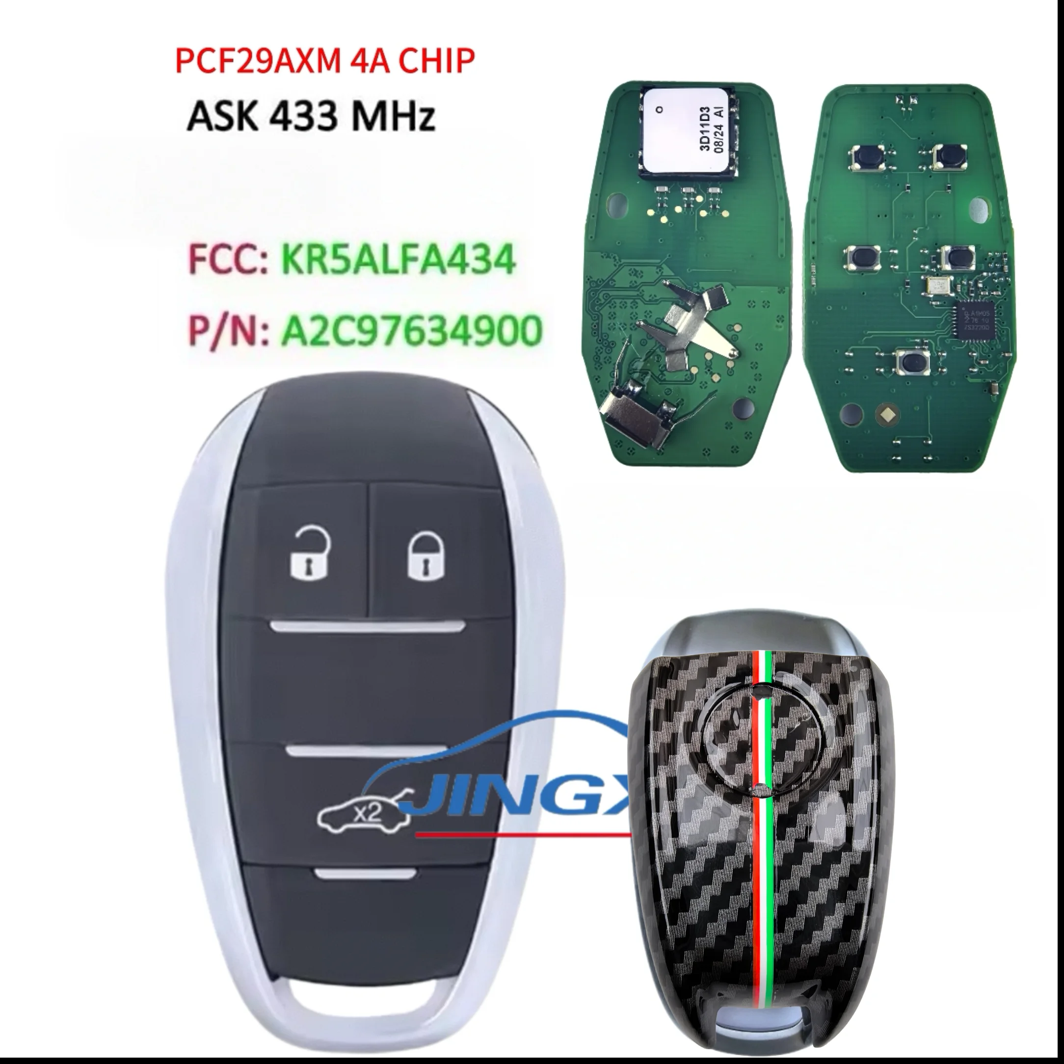 Jingxin 4A Chip A2C97634900 434MHZ Schlüsselloser Smart-Schlüssel 433MHz KR5ALFA434 Für 2015 2017 2019 2020 Alfa Romeo Giulia Stelvio 3/5BT – Detail 12