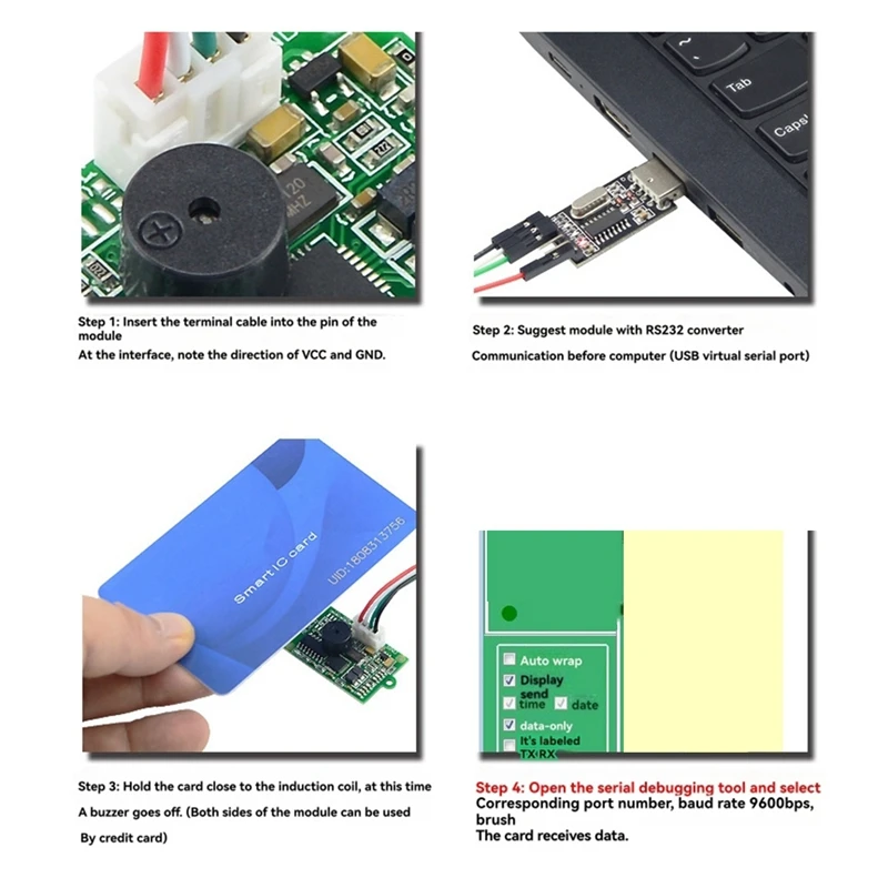 B37B-RS232 RFID Reader Module IC Card Reader 13.56Mhz Contactless Smart Card Reader 14443A Protocol Support Window System