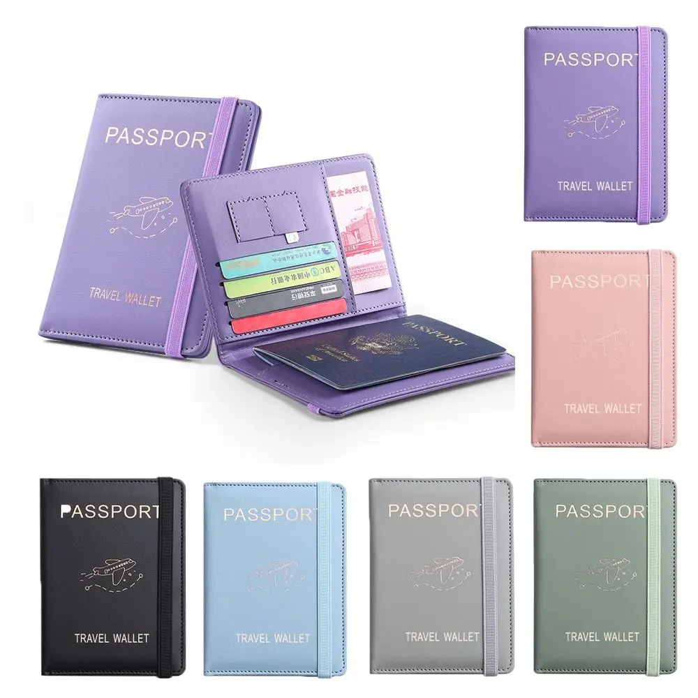 Letter Passport Holder Wallet PU Leather RFID Blocking ID Card Holder Korean Style Multi-function Leather Coin Purse Outdoor