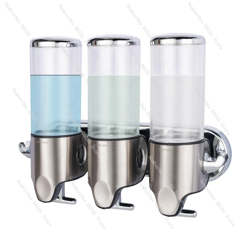 

Hotel 500ml Triple Wall Mount Shower Pump 3 x 15 fl. oz Shampoo and Conditioner soap Dispenser Stainless Steel for Bathroom