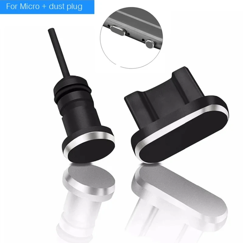 2PCS Micro USB Telefon Lade Port + 3,5mm Kopfhörer Jack Micro USB Anti Staub Stecker Für Xiaomi für Huawei Abrufen Karte pin 3 in 1