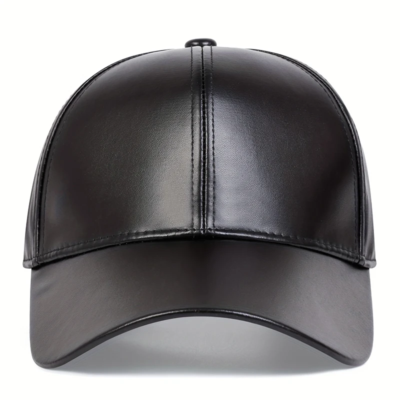 Fashion Men PU Solid Leather Baseball Cap Autumn Winter warm leather Cap Hip Hop Snapback Hat Outdoor Sports Casual Caps Dad Hat