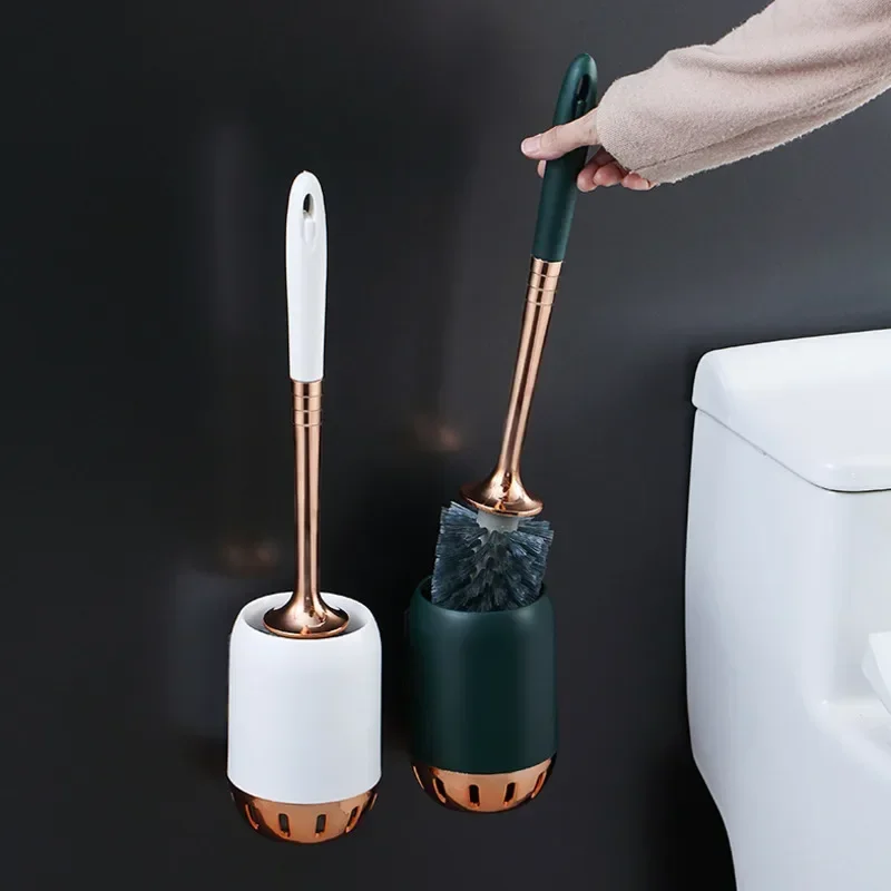 

European Style Toilet Brush Light Luxury Soft Wool Toilet Brush Set Toilet Wall Hanging Long Handle Plastic Cleaning Brush