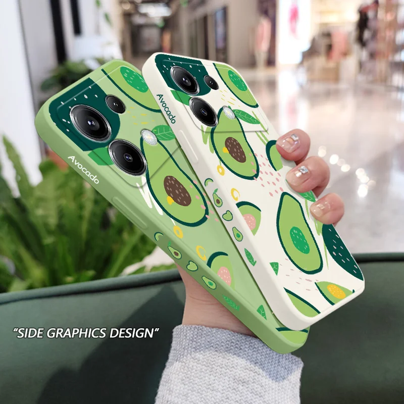 Morandi Avocado Phone Case For Xiaomi Poco X6 F6 M6 M5 M5S F5 X5 F4 X4 M4 F3 M3 X3 Pro 4G 5G GT Silicone Cover