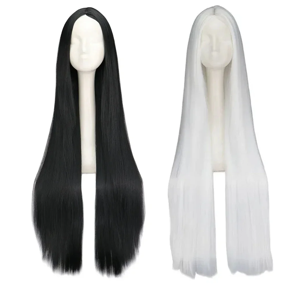 

WHIMSICAL W 100CM/40 Inches Long Wigs Synthetic Heat Resistant Fiber Halloween Carnival Costume Cosplay Black Wig