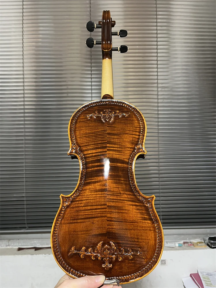 Actual Photo Special Old Traditional Carving 4/4 Violin Europe Wood Hand Crafted Cкрипка 4/4 Violin كمان Ammoon Full Set V424