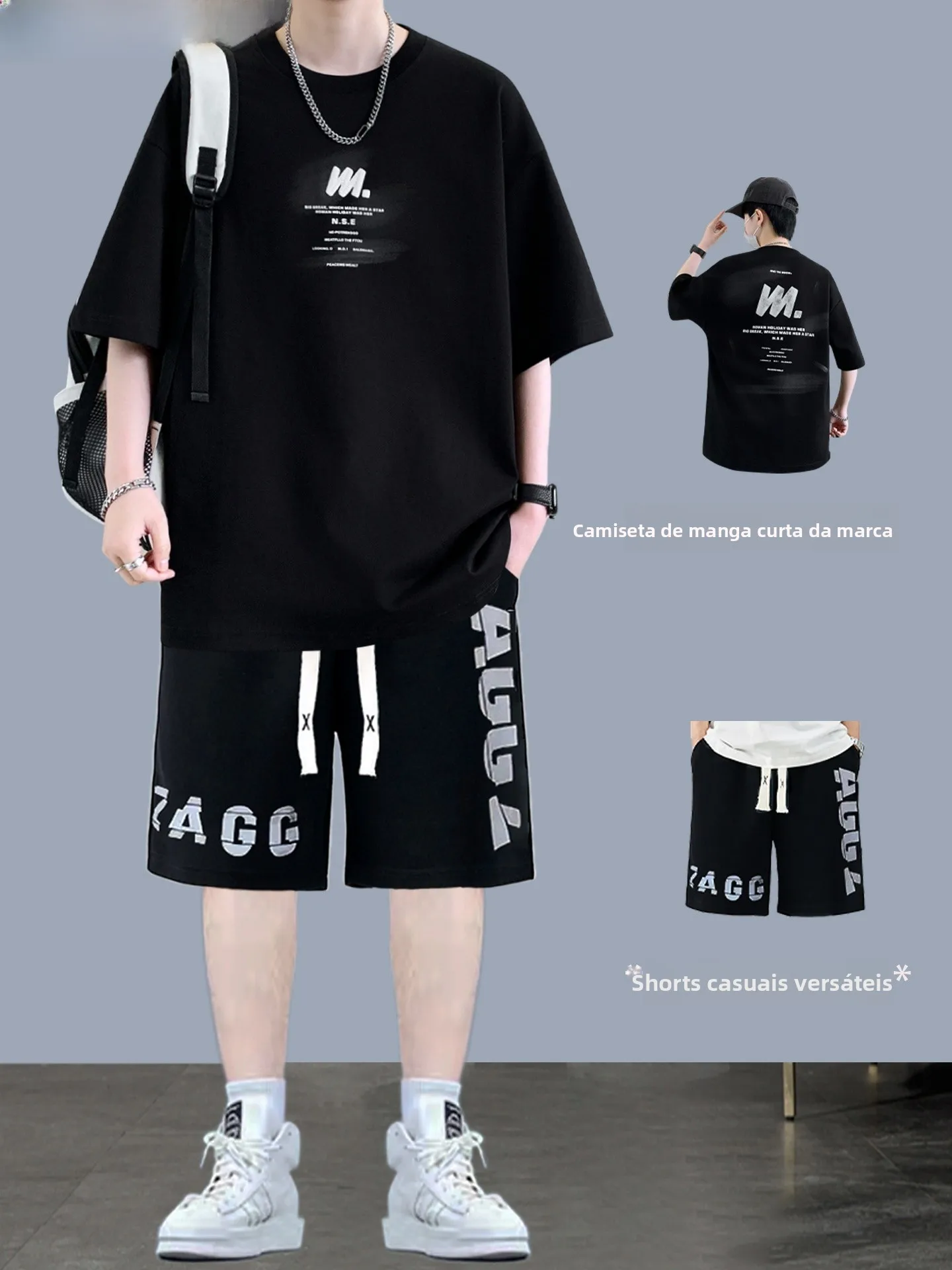 teenage-summer-short-sleeve-set-cool-fashionable-casual-boys-t-shirt-top-high-school-students-sports-leisure-cotton-blend-fabric