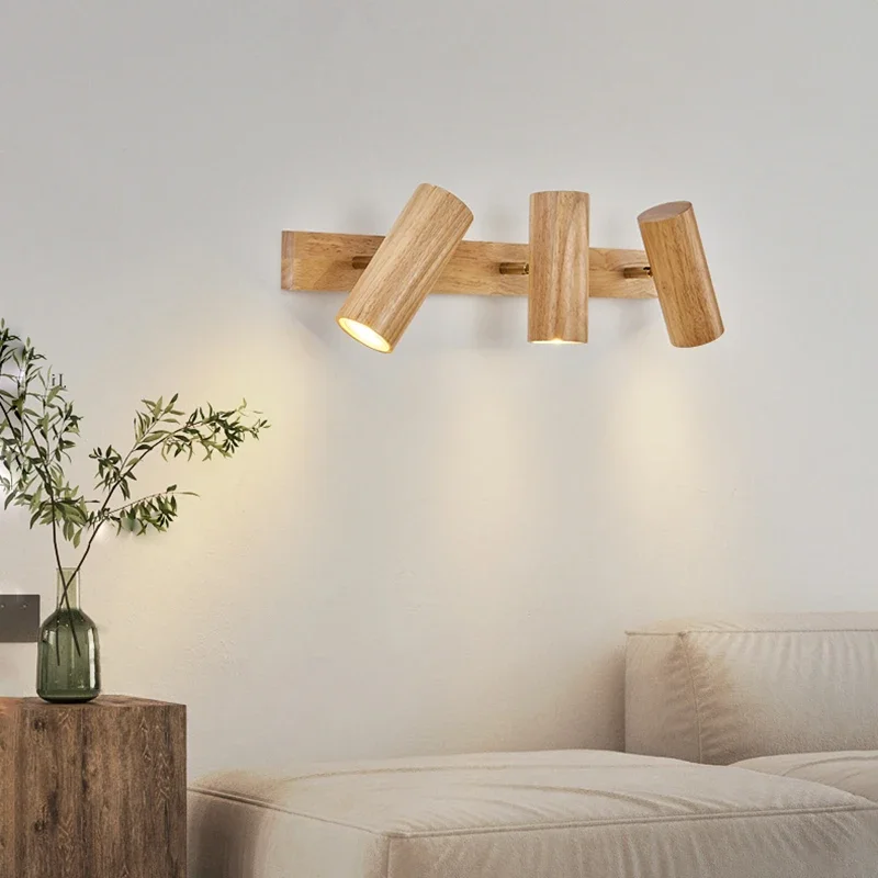 Wooden Decor Wall Lamp Nordic Rotatable LED Modern Fixtures For/Study Room Reading/Hotel  spotlight Creative Indoor Lighting