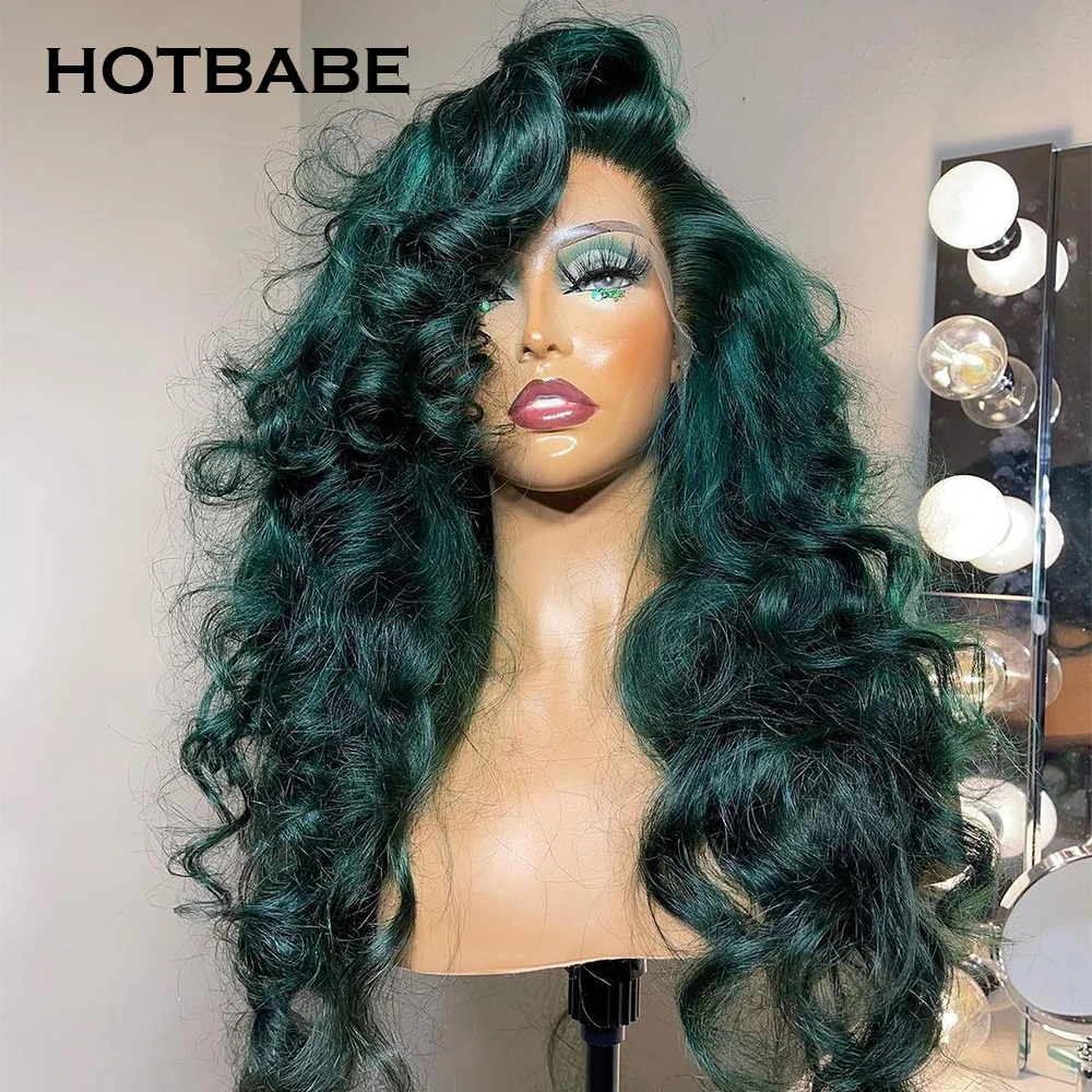 

400 Density Highlight Green HD Transparent Lace Frontal Wigs For Women Glueless Wigs Human Hair Brazilian Pre Plucked Hair Wigs