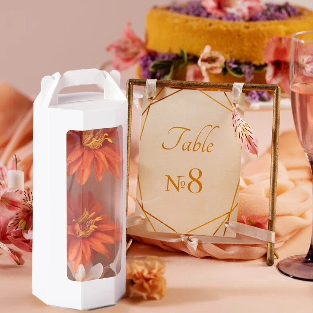 30pcs Octagonal Transparent Display Box Wedding Party Festival Cute Window Folding Flower Candy Gift Box