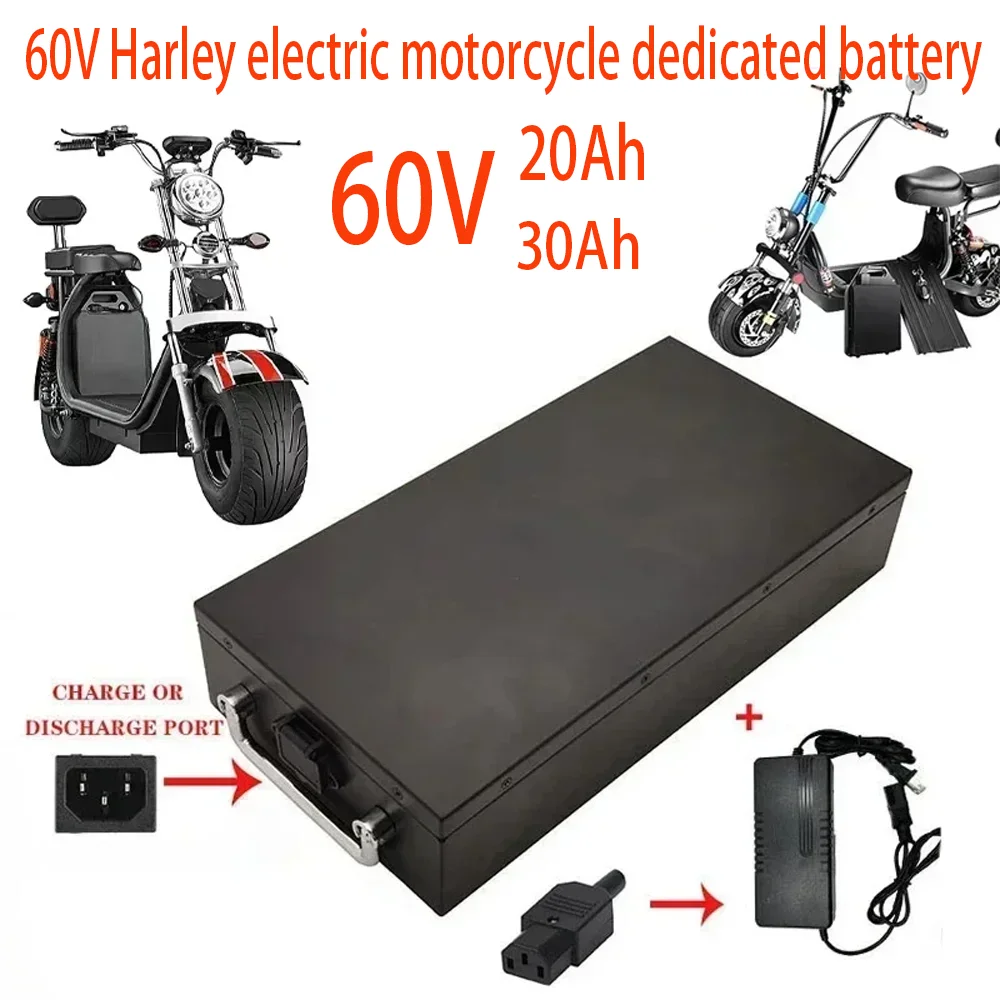 

60V 20Ah-30AH 250W-3000W Electric vehicle lithium battery for Harley two wheel foldable Citycoco electric scooter+Free charger