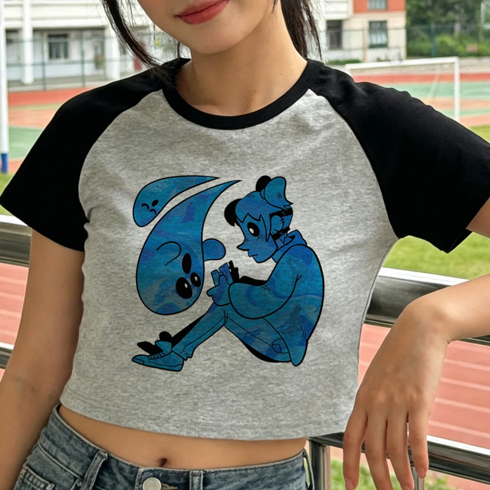 Camiseta corta Sally Face para adolescentes, camiseta Kawaii de Anime, camiseta corta Emo Manga Streetwear, camiseta corta para niña, camiseta gyaru gótica