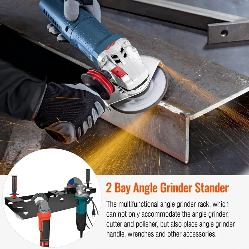 Angle Grinder Holder 2 Bay Angle Grinder Rack/Stand Storage Rack Cord Hanger Wall mount Bracket for Cutters Polishers Workspace view 5