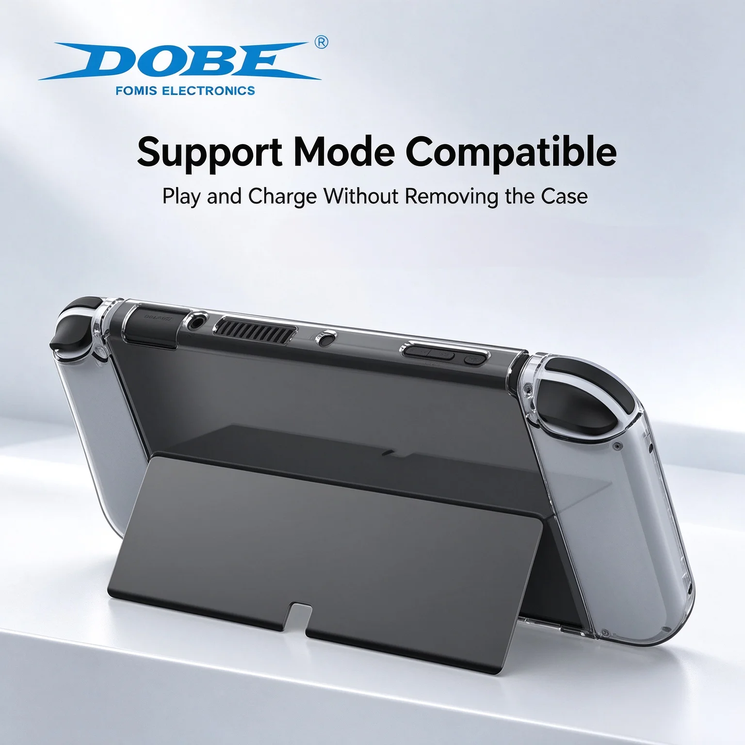 DOBE Clear Protective Case for Switch OLED, PC Hard Console Shell Soft TPU Joy-Con Covers, Full Drop Scratch Protection