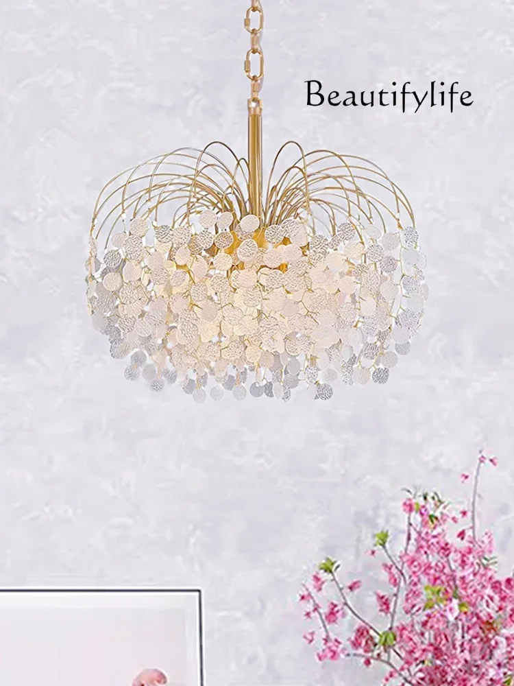 Dream Snowflake All Copper Chandelier European French Art Glass Light Luxury Cream Wind Living Room Bedroom Light