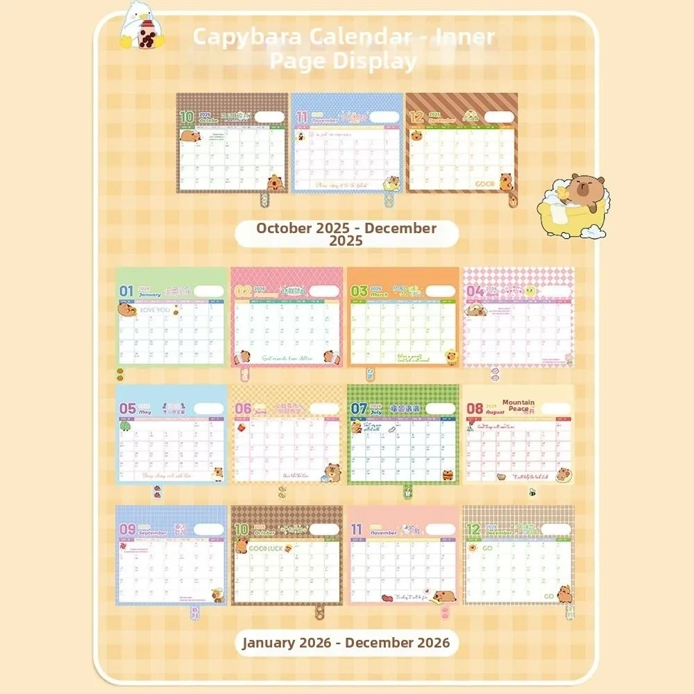 

Simple Coil 2026 Desk Calendar Capybara/Panda Desktop Decoration Mini Calendar Daily Planner Gifts