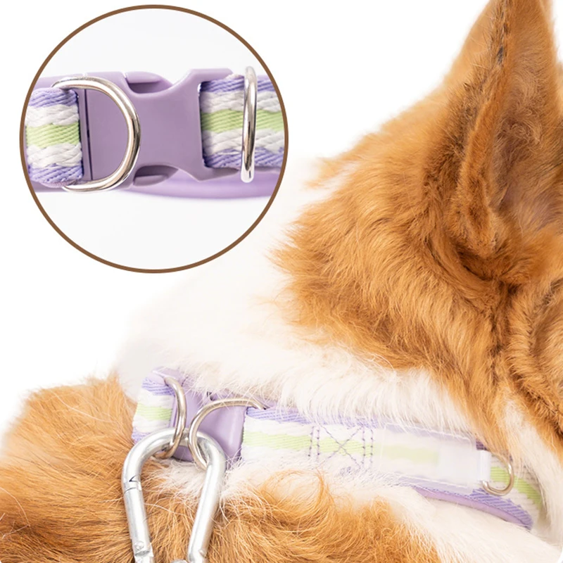 Adjustable Cotton Dog Collar With Plastic Buckle For Pets_voghion.com