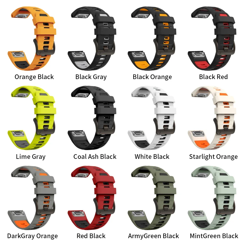 QuickFit 22 مللي متر 26 مللي متر سيليكون 1:1 حزام ل Garmin Fenix 8 E 7X 7 6 6XPro 5 5XPlus/Epix Pro Gen 2 51 مللي متر 47 مللي متر سوار الساعات