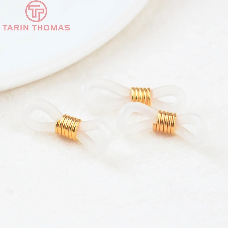 (3283)20 Stuks 5X20Mm 24K Goudkleurig Verguld Ijzer Met Rubberen Bril Gesp Connector Sluitingen Diy Sieraden Bevindingen Accessoires