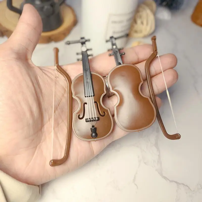 Violin Model Figurine Home Decor Violin Statue Vintage Desktop Decoration Miniature Violin With Stand Miniature Musical