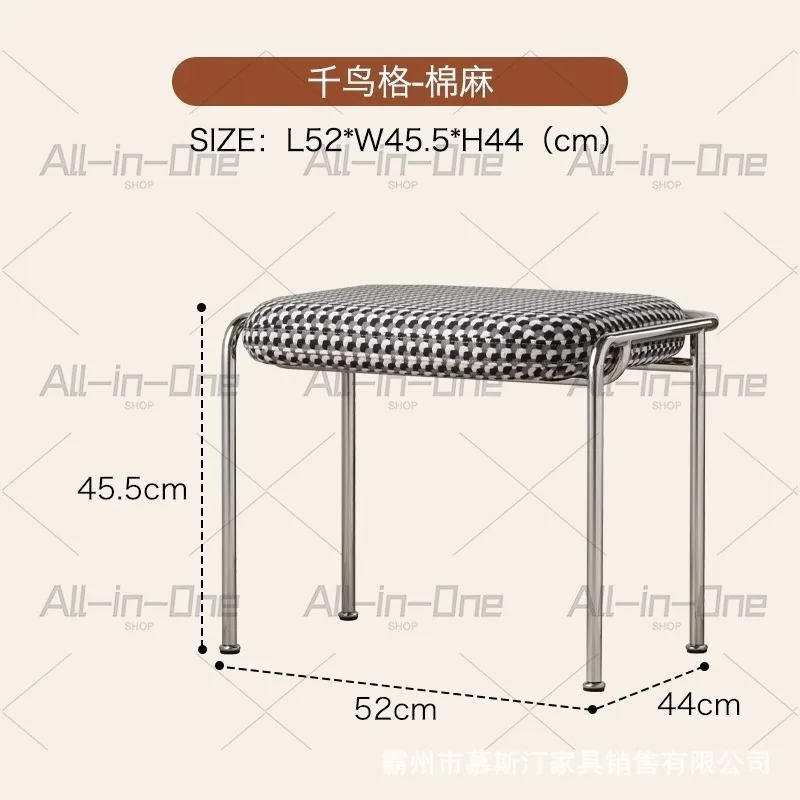 Soft bag shoe changing stool restaurant stainless steel dining stool household bedroom dressing stool