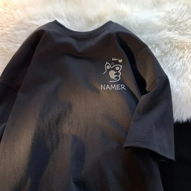 M-8XL Men's Oversized Loose Fitting T-shirt Cartoon Kitten Paw Print with Fashionable Tee Oversized Short Sleeved Youth Trend image 2