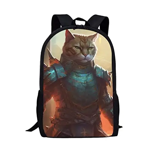 Tiger As A Cool Warrior Print Backpack for Boys Girls Large Capacity School Bags Cute Book Bag Casual Daypack with Mesh Pocket