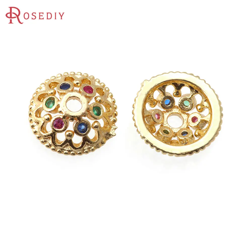 

10PCS 6MM 8MM 18K Gold Color Brass and Zircon Round Beads Caps High Quality Necklace Earrings Jewelry Making Diy Accessories