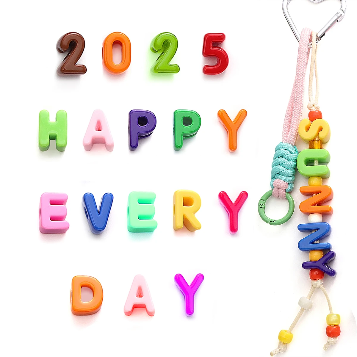 Acrylic Letter Beads 10pcs/Bag and Number Beads 5pcs/Bag for DIY Personalized Bracelet Necklace Crafting