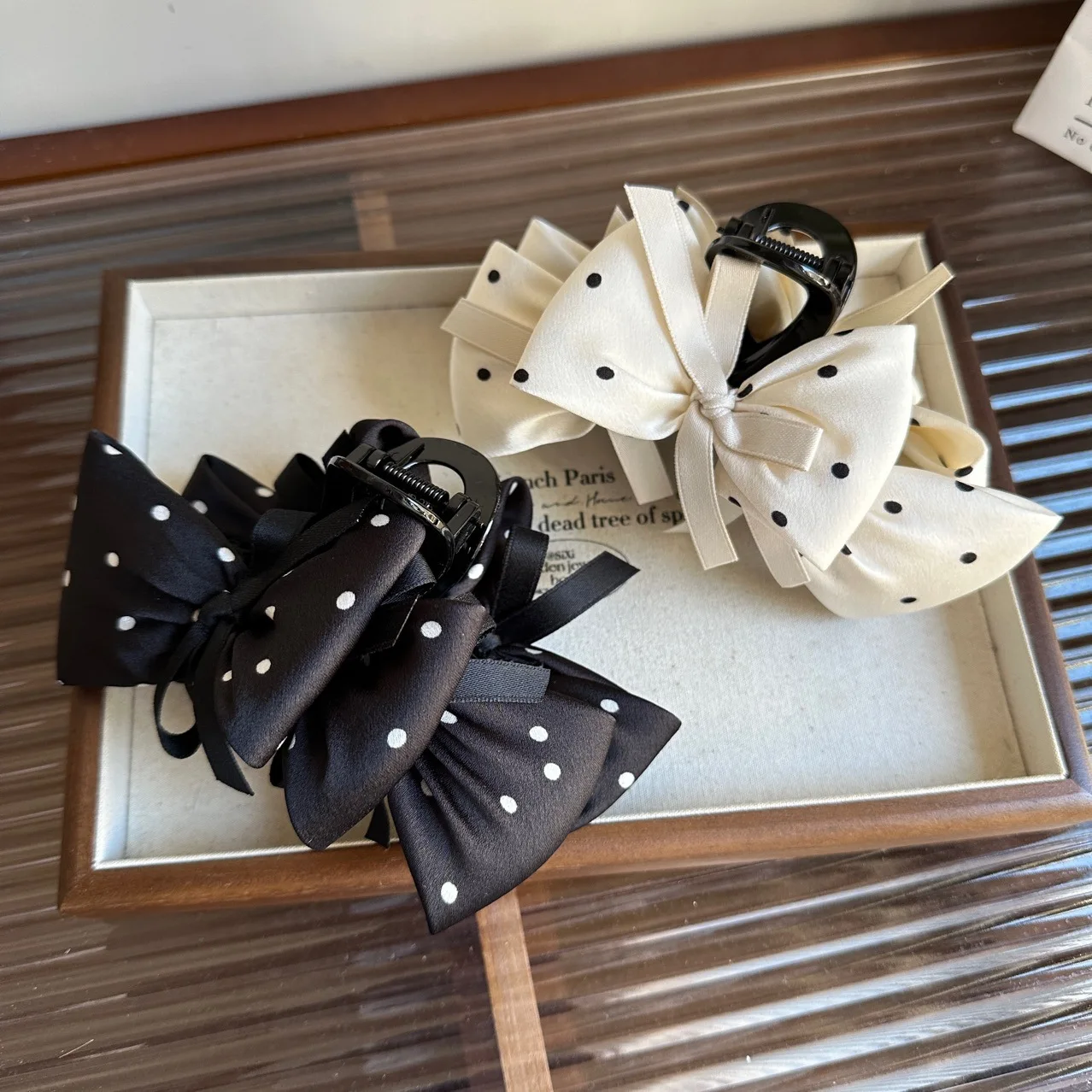 مشبك شعر كبير أنيق للمرأة ريترو بولكا نقطة القوس القرش كليب أزياء الفتيات مشبك شعر الرأس الخلفي