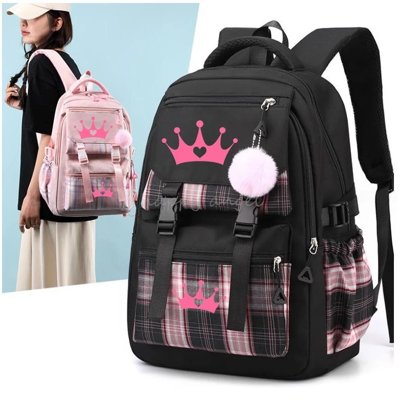 Fashion Queen Print Female Travel College Backpack Girls School Backpack Trendy Lady Lovely Laptop Student Book Bag Teen Nylon