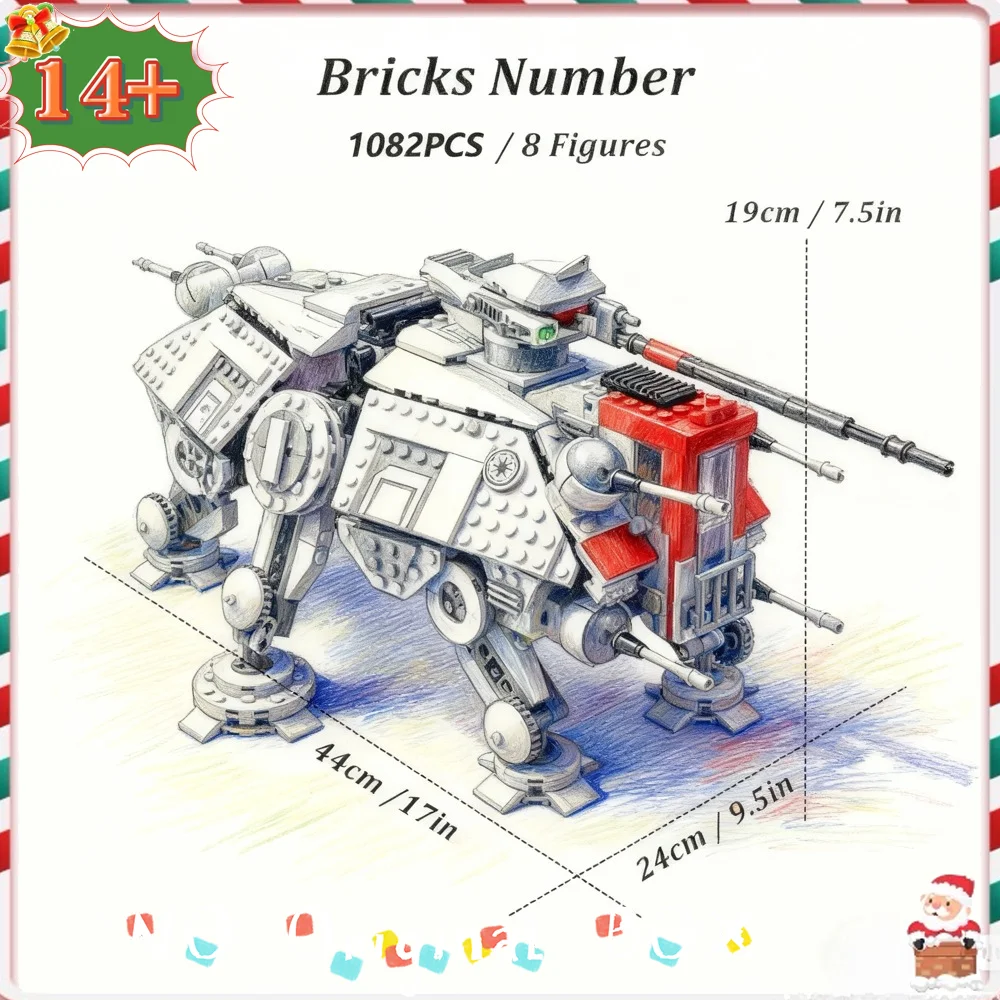 

Hot 75337 AT-TE All Terrain Walker Building Blocks Compatible DIY Assemble Bricks 1082PCS Toys for Kids Boy Birthday Gifts