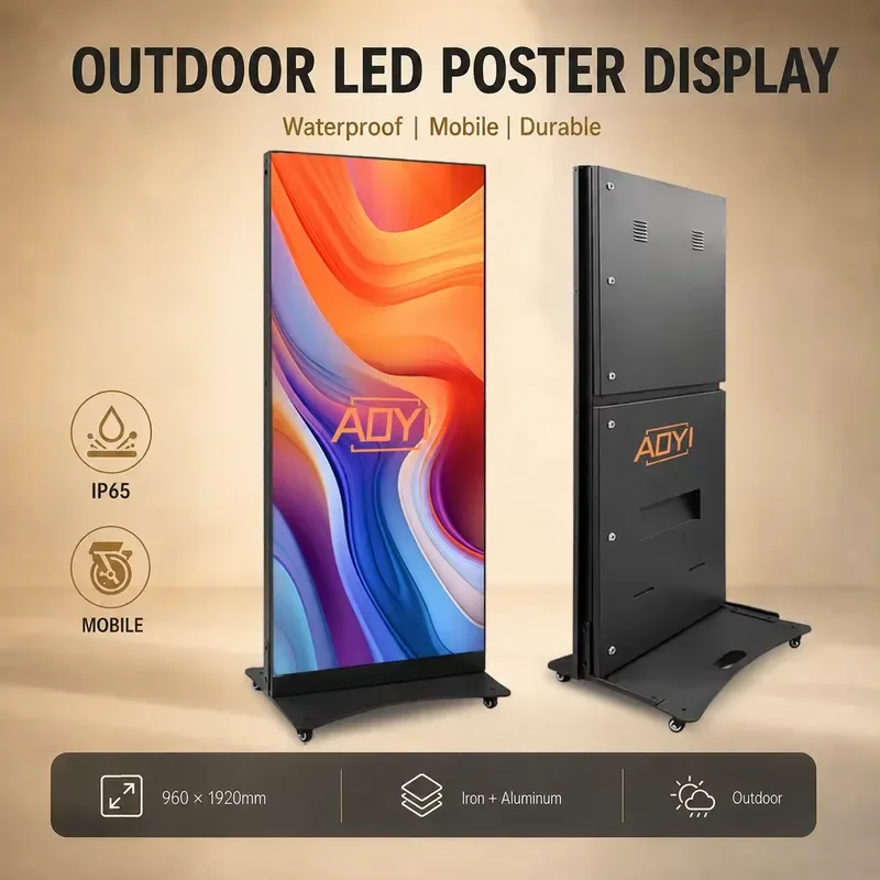960x1920mm Outdoor P2.5 P3 P4 LED Poster Display IP65 Waterproof High Brightness LED Panel Factory Direct for Retail Store