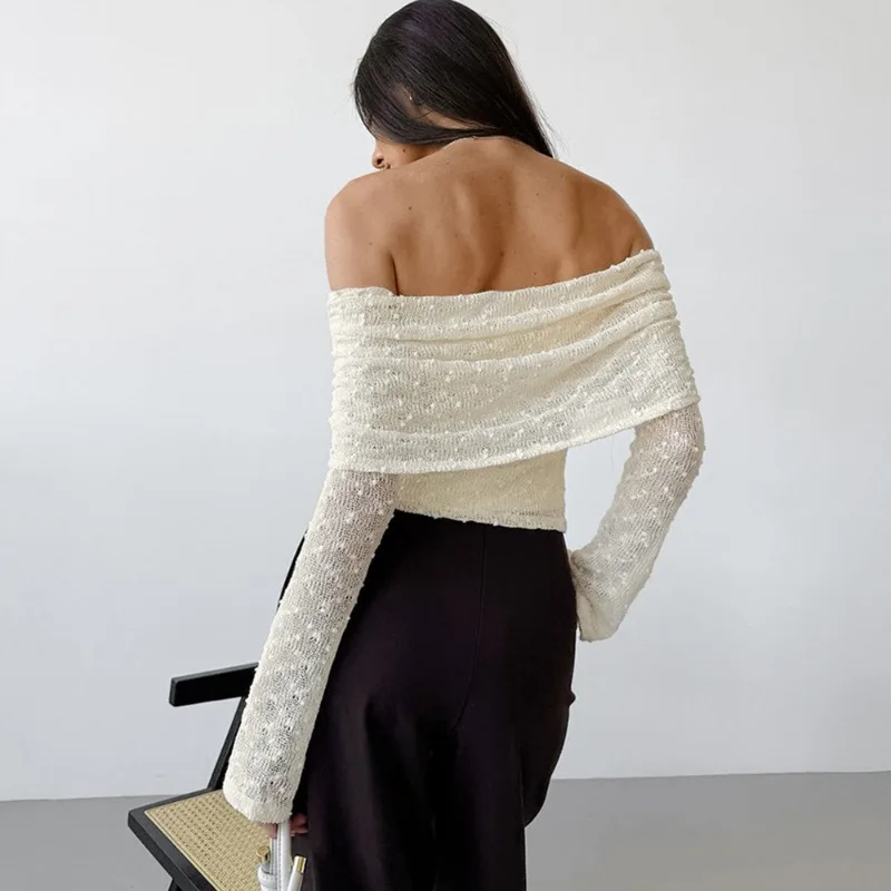 T-shirt court plissé en dentelle tuularose pour femme, t-shirts pull dos nu sexy, mode avec tout jacquard, One Initiated Top, été Y2k, 2025