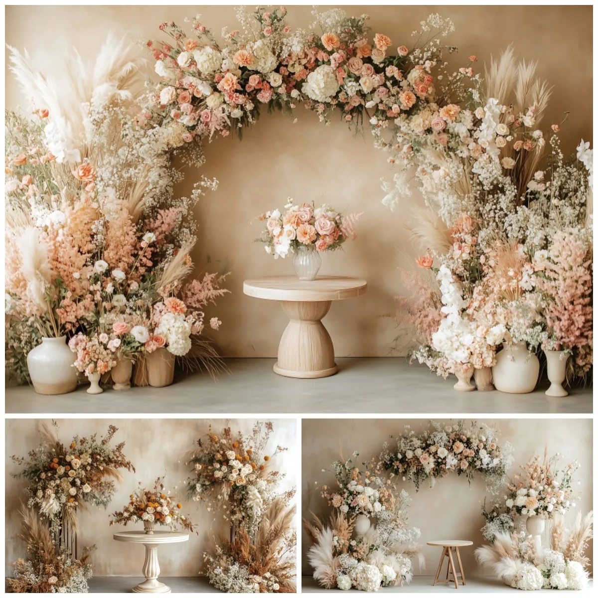 

Boho Floral Wedding Photography Backdrops Baby Shower Arch Flower Romantic Birthday Party Portrait Decor Background Studio Props