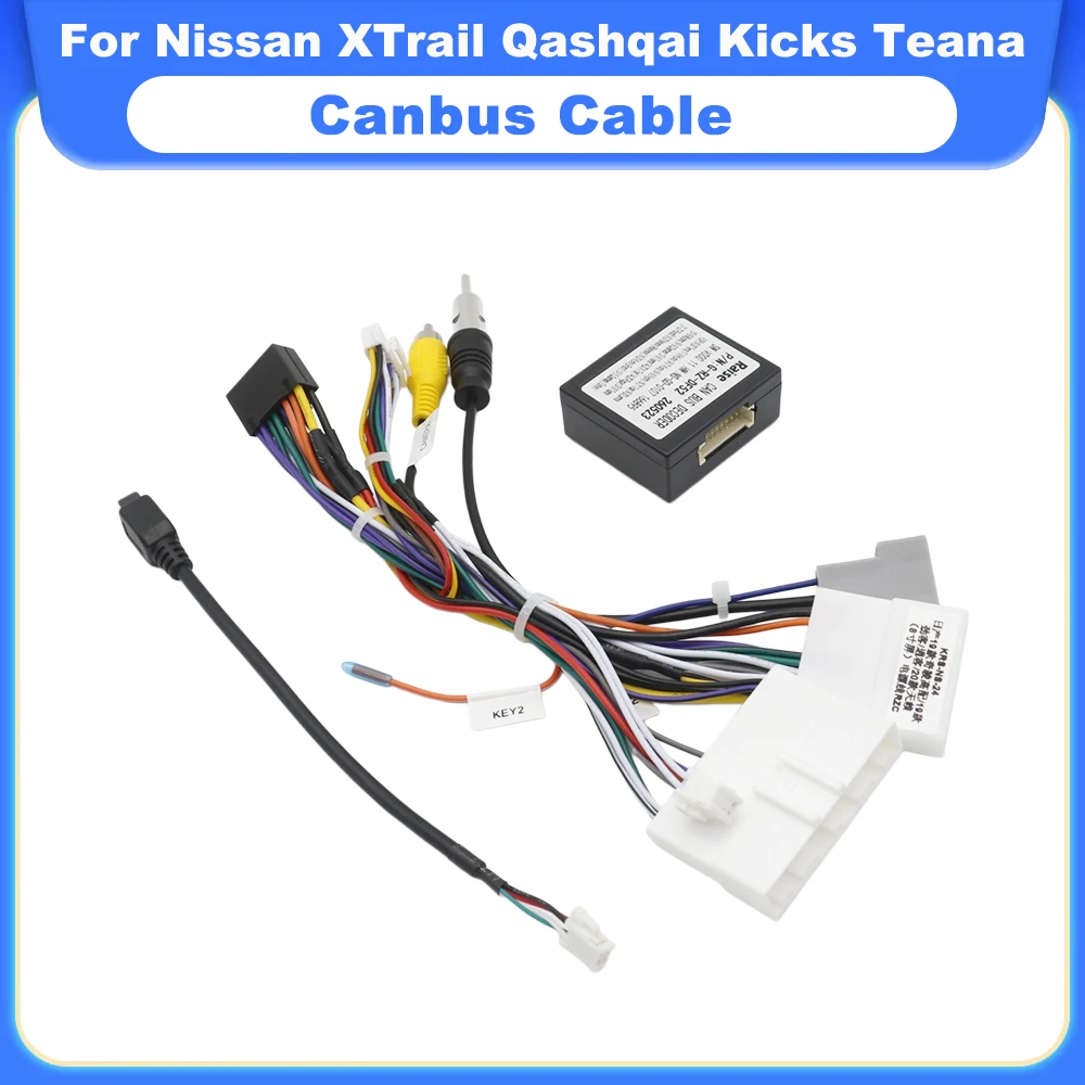 16Pin Car Audio Wiring Harness With Canbus Box Stereo Installation Wire Adapter For Nissan XTrail Qashqai Kicks Teana