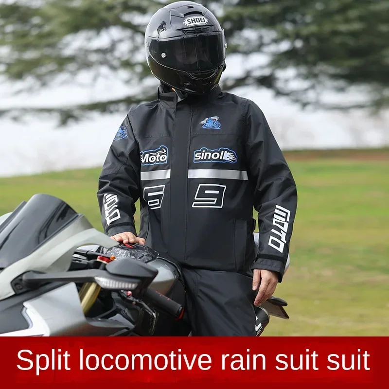 Motorcyclist Raincoat Rain Pants Split Type Set Men Rider Waterproof Special Motorcycle Riding Against Rainstorm Whole Body