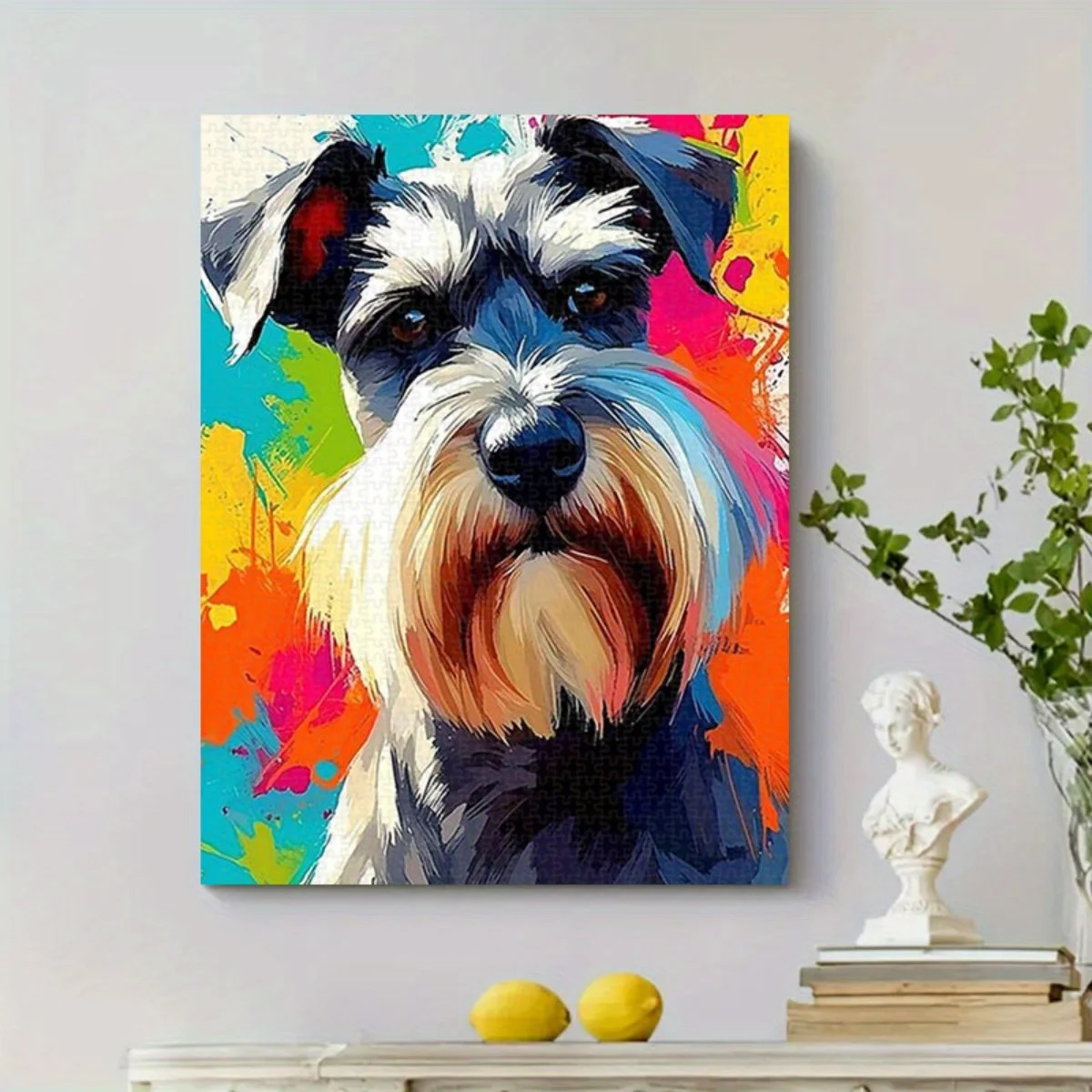 Puzzle artistico Schnauzer vibrante da 1.000 pezzi: gioco di intelligenza fai-da-te impegnativo per adulti e famiglie, migliora la coordinazione occhio-mano