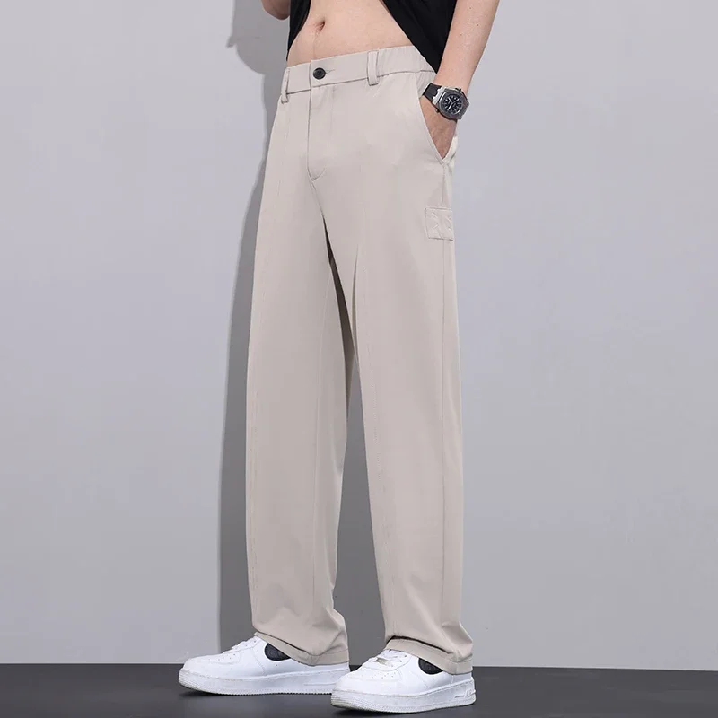 

Simple Casual Dress Pants Men's Pants Spring Summer Thin Loose Straight Trousers Advanced Draping Wide-leg Pants Men