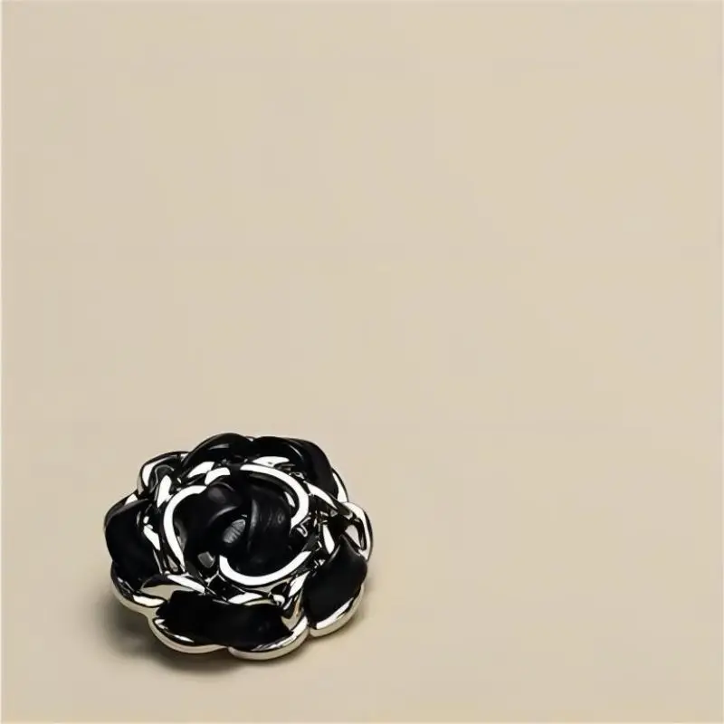 6pcs Leather Rope Flower Button Luxury Sewing Button For Skirt Clothing Coat Accessory Handmade DIY Decoration Golden Black