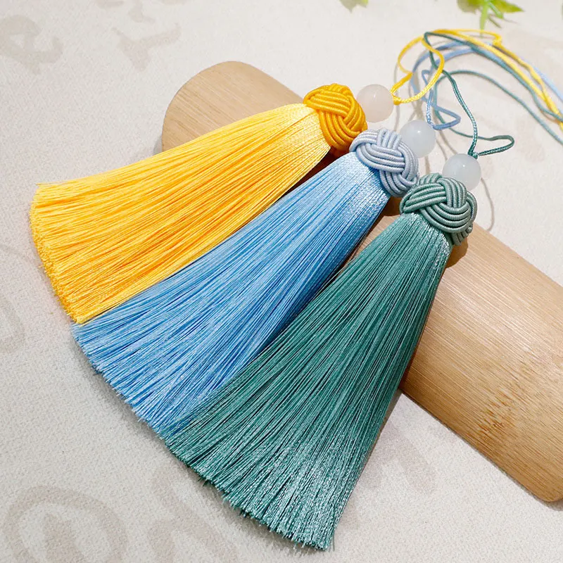 2-10Pcs 9cm Silky Tassels Handmade Soft Tassel Jade Bead Tassels with Pineapple Cap For DIY Craft Jewelry Bookmarks Fringe Trim