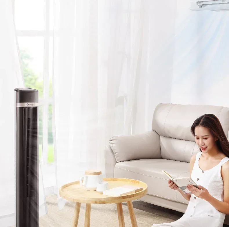 Ventilador Midea-220 v com controle remoto inteligente e temporizador, com oscilação, para chão