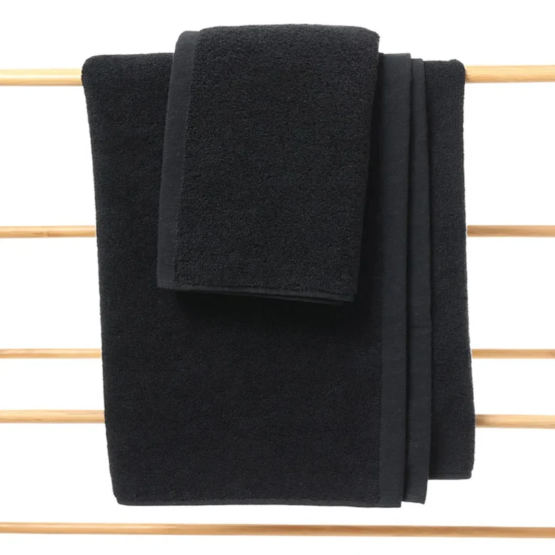 Black Large Bath Towel Cotton Super Absorbent Large Towel Face/Bath Towel Thick Soft Bathroom Towels Comfortable Beach Towels