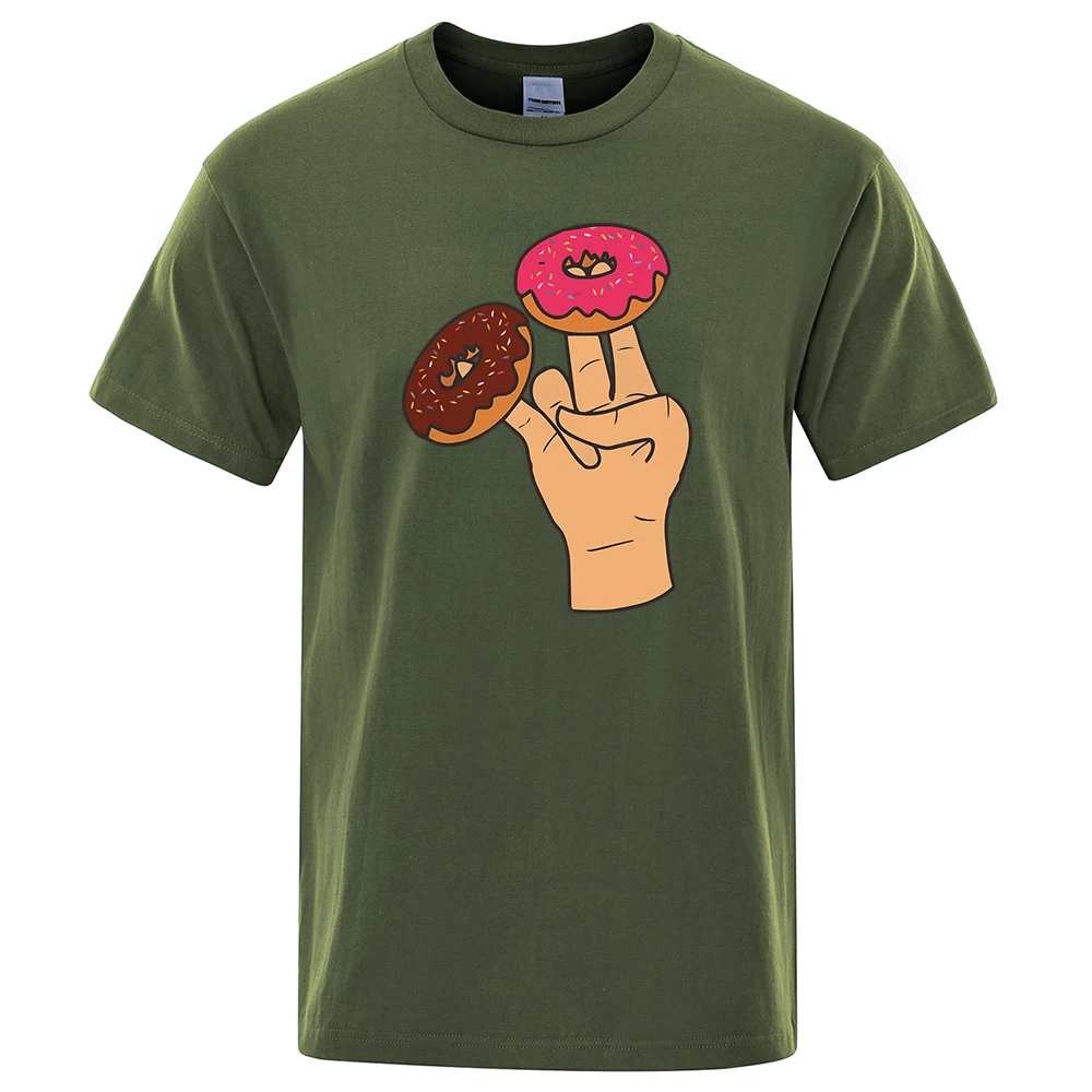 Two Donuts Are Needed Every Day Printed T-Shirts Men Casual Loose Clothing Oversized Summer Tops Cotton Hip Hop Harajuku Tshirts